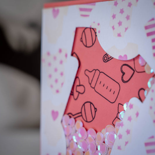 Welcome Little One carte shaker Rose