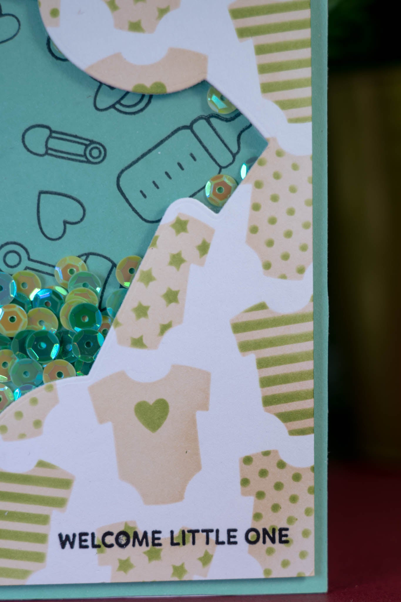 Welcome Little One carte shaker Vert