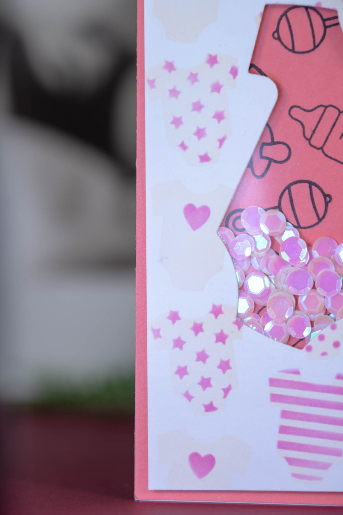 Welcome Little One carte shaker Rose